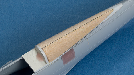 Airfix Spitfire XIV Conversion wood spine in place